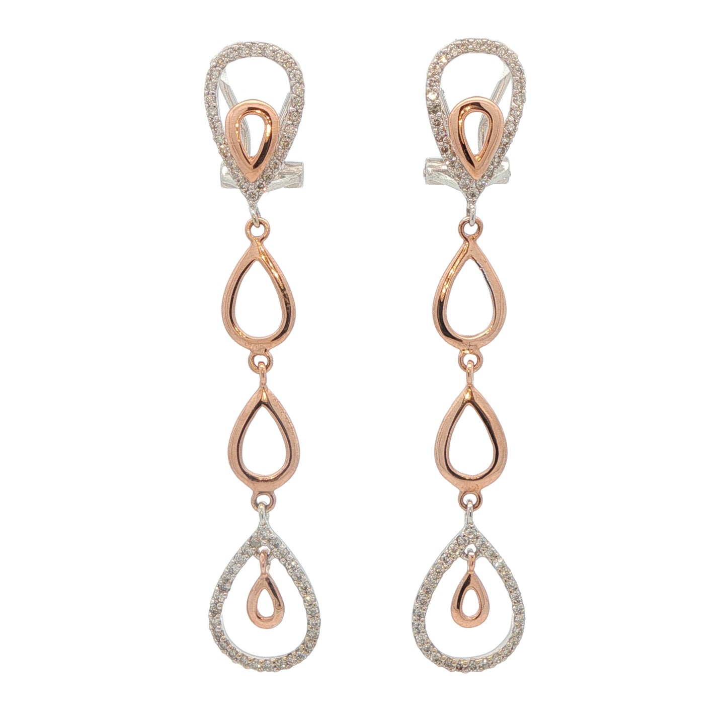14KT Two-Toned 0.45ctw Diamond Estate Dangle Earrings