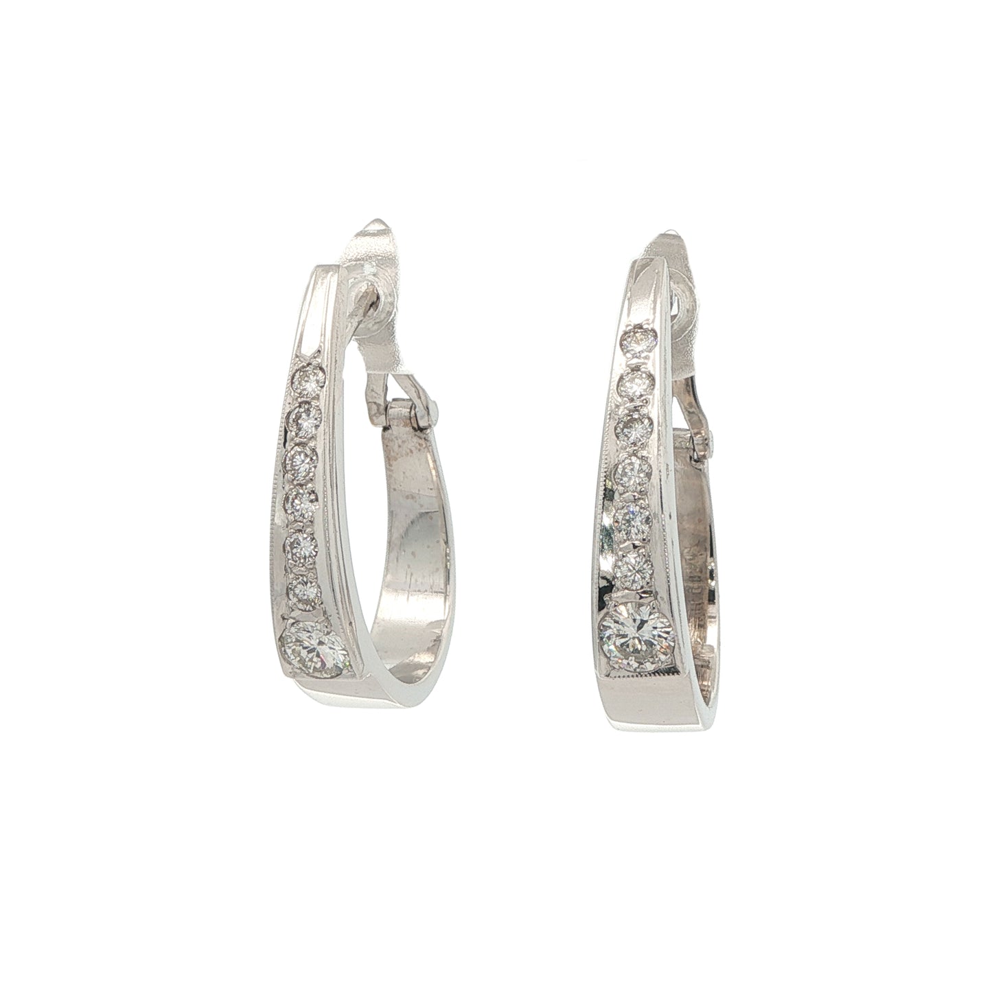 10KT White Gold 0.78ctw Diamond Estate Hoop Earrings