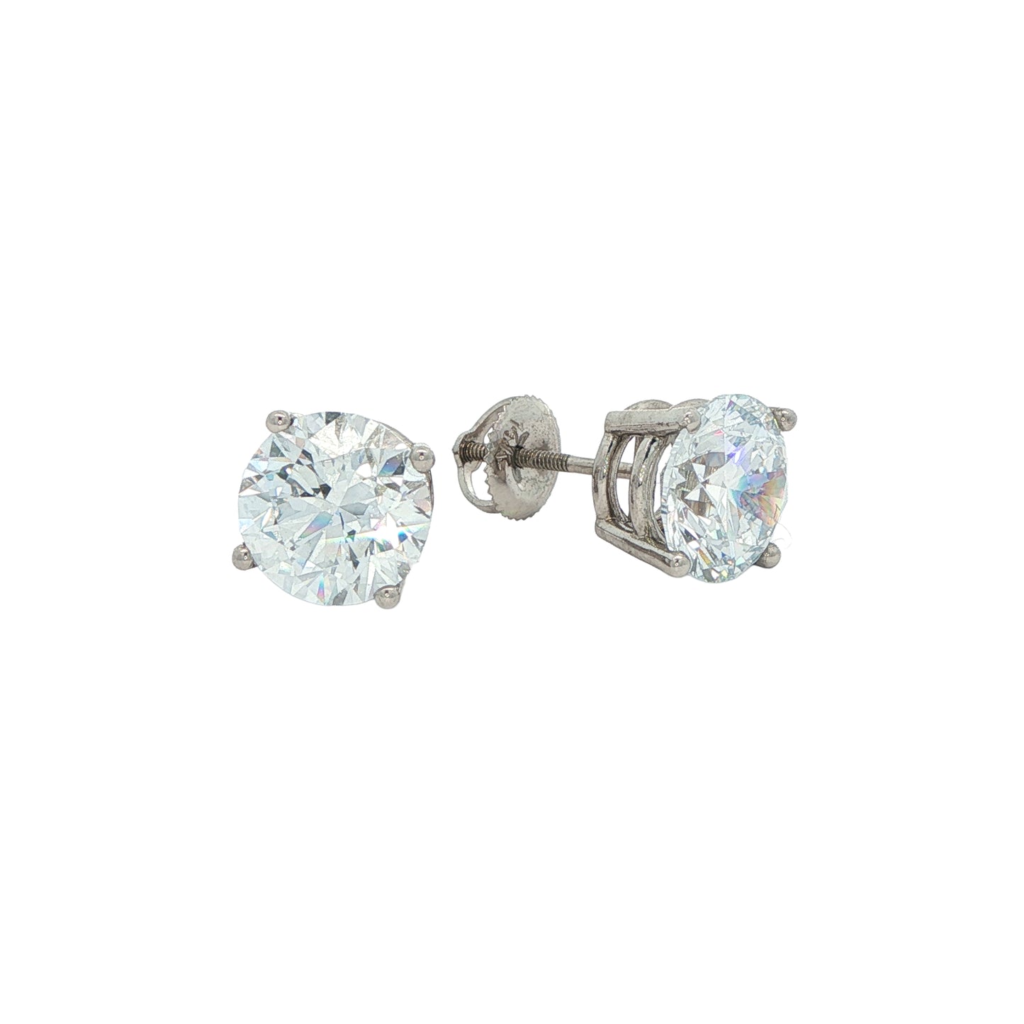 14K White Gold 5.08ctw Lab Grown Diamond Estate Stud Earrings