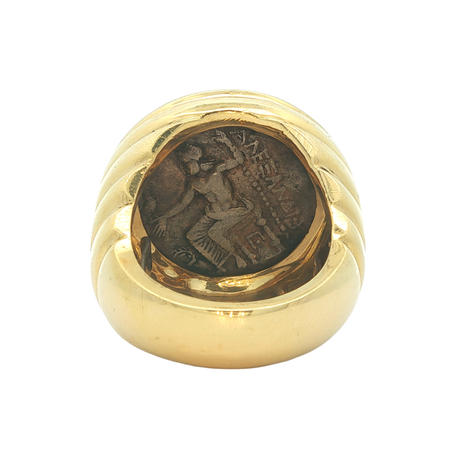 18K Yellow and Sterling Silver Tetradrachm Coin Ring size 10.5