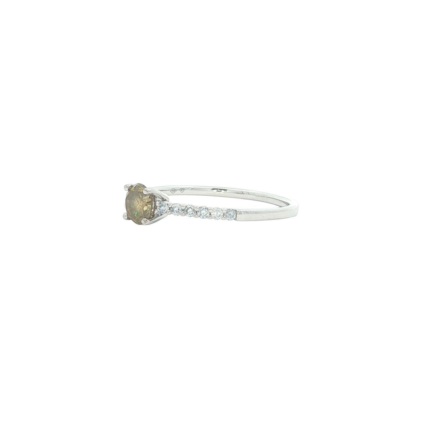 18KT White Gold 0.51ctw Yellow Diamond Engagement Ring size 7