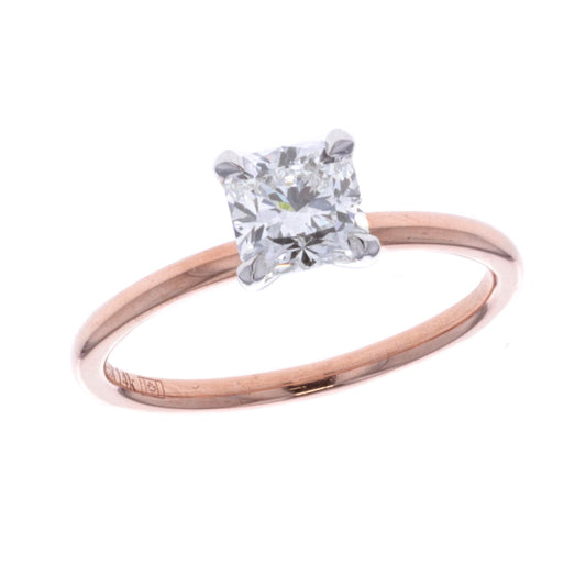 14KT Rose and White Gold 1.01ctw Diamond Engagement Ring size 7