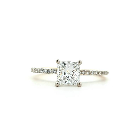 18KT Yellow and White Gold 1.11ctw Diamond Engagement Ring size 7.5