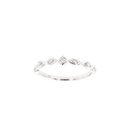 14KT White Gold 0.07ctw Diamond Band Size 6.75
