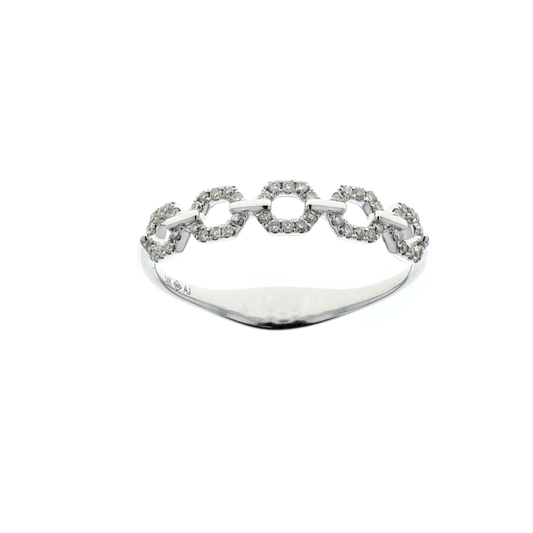 14KT White Gold 0.15ctw Diamond Band Size 6.75