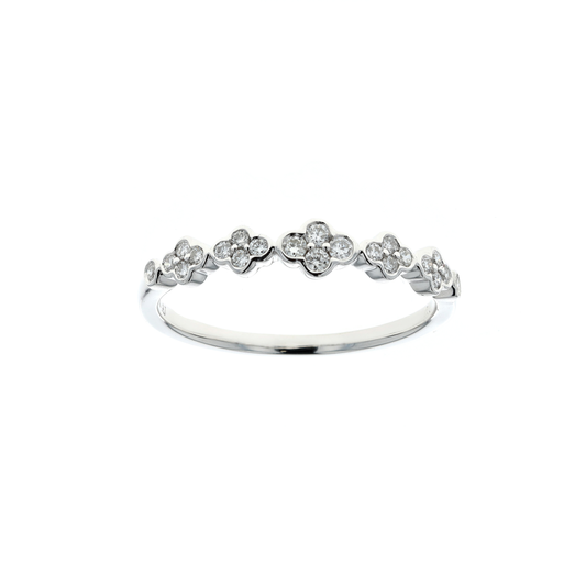 14KT White Gold 0.018ctw Diamond Band size 6.75