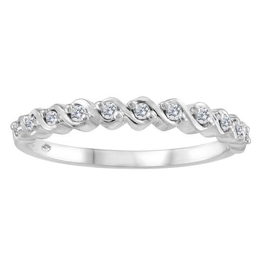 10KT White Gold 0.08ctw Diamond Band Size 6.5