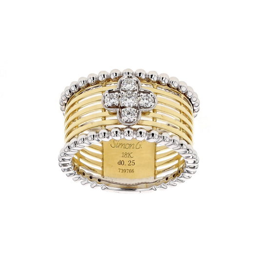 Simon G -18KT Yellow and White Gold 0.25ctw Diamond Ring Size 7