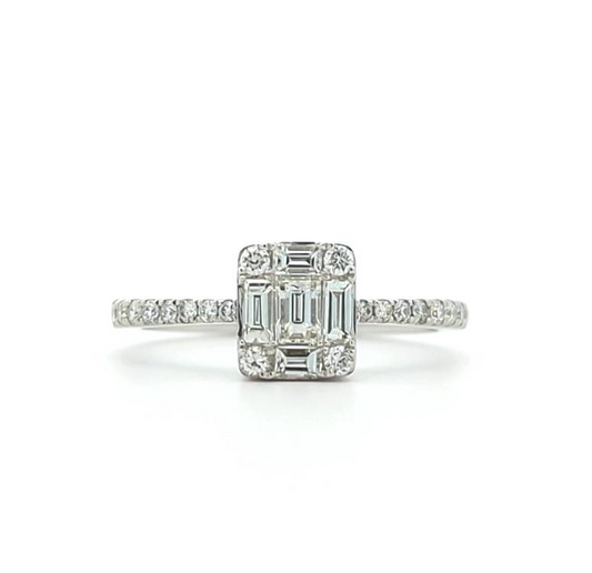 14KT White Gold 0.62ctw Diamond Ring size 6.75
