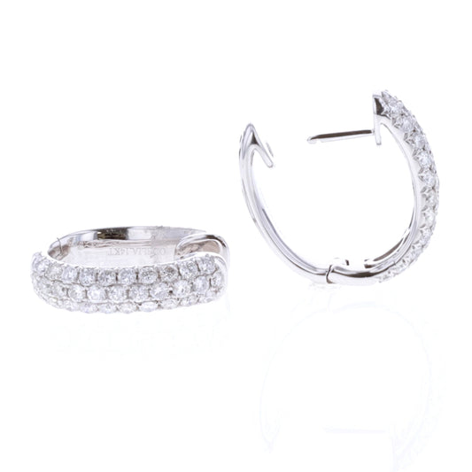 14KT White Gold 1.50ctw Diamond Estate Hoop Earrings