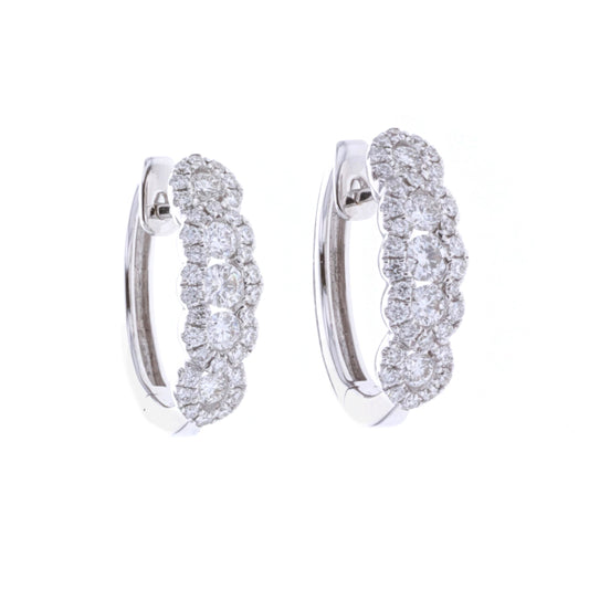 18KT White Gold 1.10ctw Diamond Clutch Back Earrings