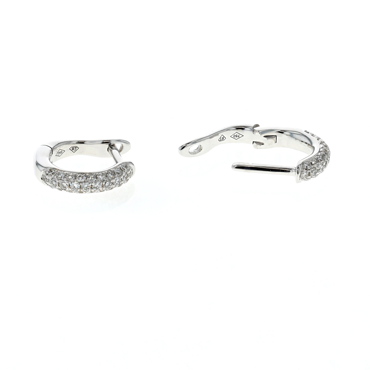 18KT White Gold 0.25ctw Diamond Hoop Earrings