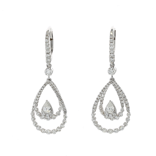 18KT White Gold 1.89ctw Diamond Drop Earrings