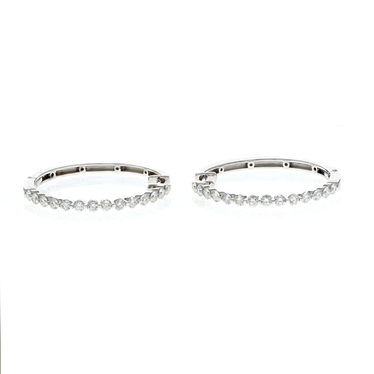 18KT White Gold 1.41ctw Diamond 31mm Hoop Earrings