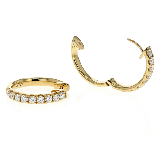 18KT Yellow Gold 1.00ctw Diamond 19mm Oval Hoop Earrings