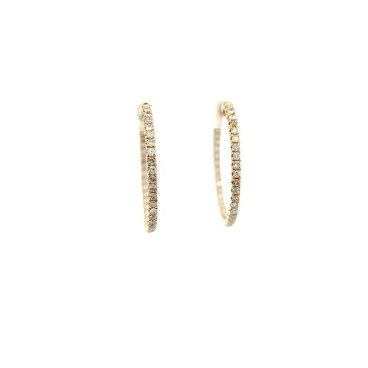 14KT Yellow Gold 1.00ctw Diamond Hoop Earrings