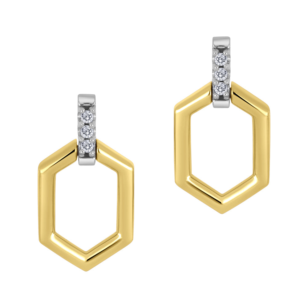 10KT Yellow and White Gold 0.03ctw Diamond Stud Earrings