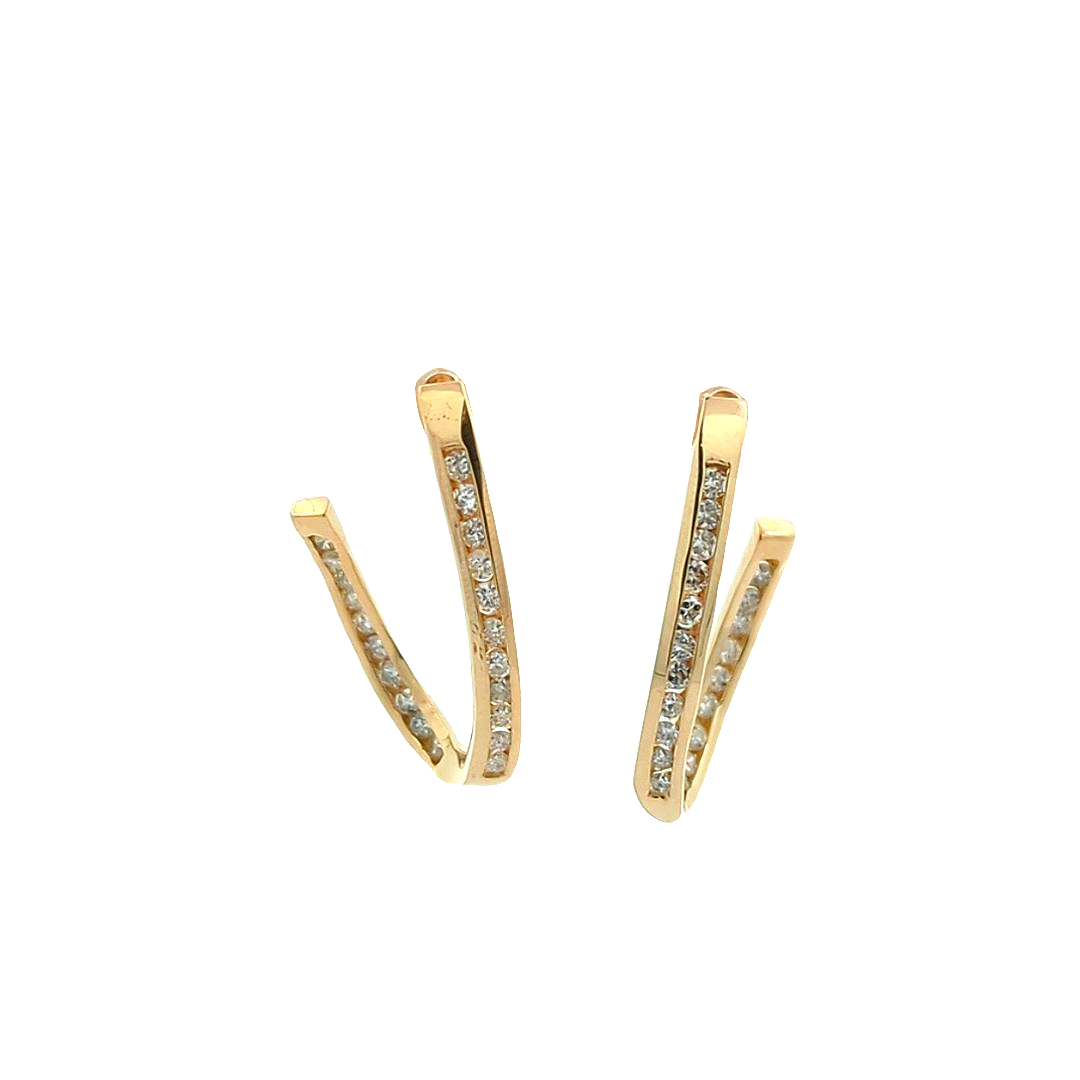 14KT Yellow Gold 1.10ctw Diamond Estate Earrings