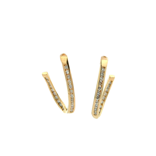 14KT Yellow Gold 1.10ctw Diamond Estate Earrings