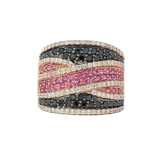 14KT Rose Gold Natural Pink Sapphire and 1.51ctw Diamond Estate Ring size 8.5