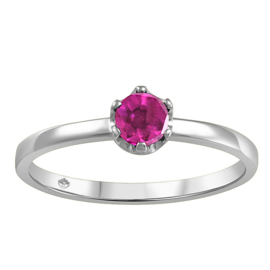 10KT White Gold Genuine Pink Topaz Ring size 6.75