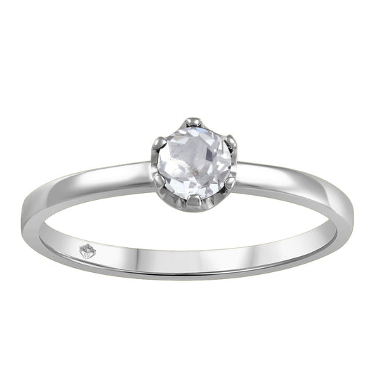 10KT White Gold Genuine White Topaz Ring size 6.75