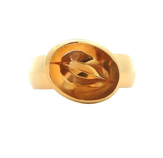 18KT Yellow Gold Natural Citrine Nordic Summer" Solitaire Estate Ring size 6