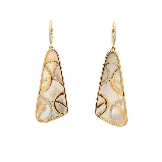 18KT Yellow Gold Mother of Pearl and 0.51ctw Diamond Drop Earrings