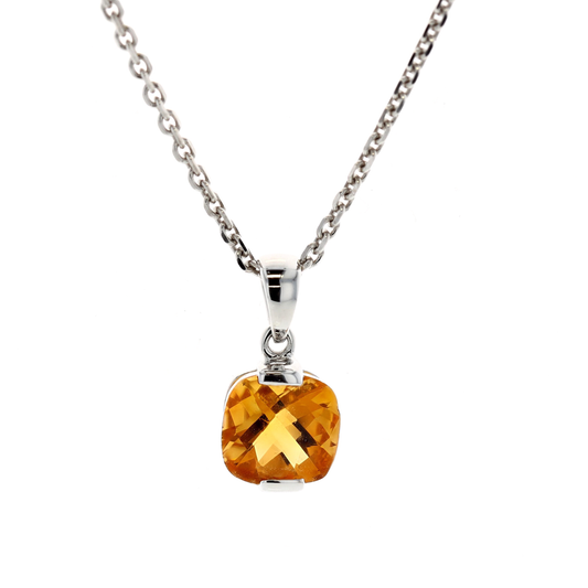 14KT White Gold Citrine 18" Necklace