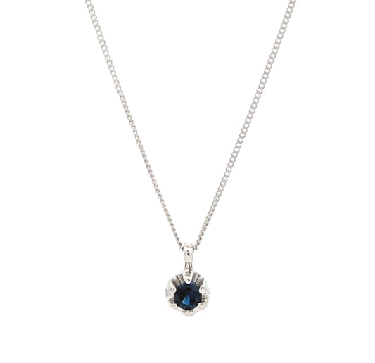 10KT White Gold Genuine Sapphire 18" Necklace