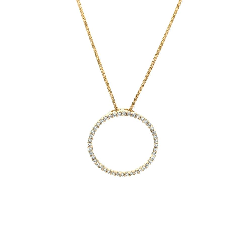 10KT Yellow Gold CZ Circle Estate 16" Necklace