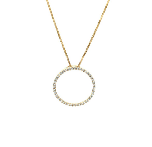 10KT Yellow Gold CZ Circle Estate 16" Necklace