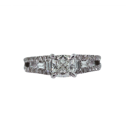 18KT White Gold 1.61ctw Diamond Estate Engagement Ring Size 6.25