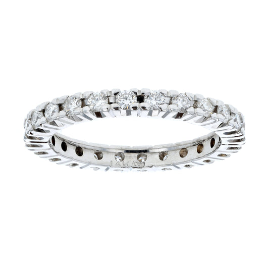 14KT White Gold 0.85ctw Diamond Eternity Estate Band Size 7.25