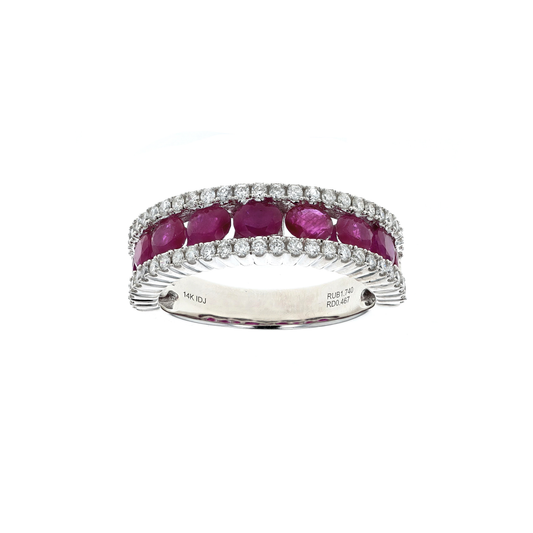14KT White Gold Natural Ruby and 0.50ctw Diamond Estate Ring size 7.25