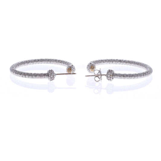 18KT White Gold 0.15ctw Diamond Estate Hoop Earrings