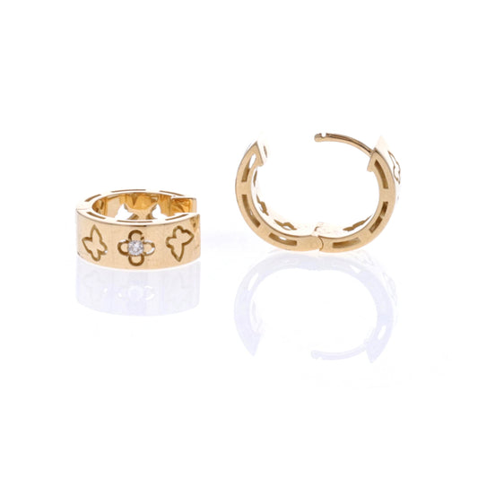 18KT Yellow Gold 0.04ctw Diamond Huggie Earrings