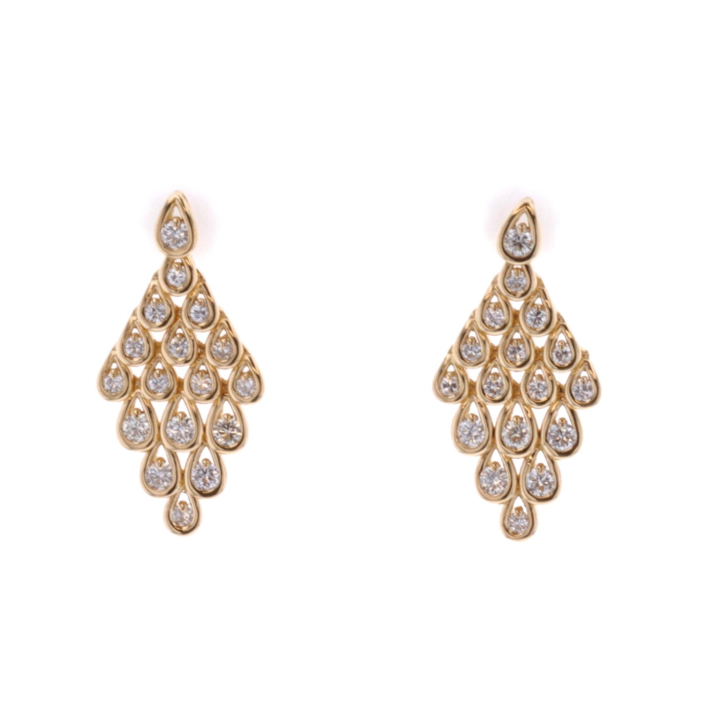 18KT Yellow Gold 1.17ctw Diamond Drop Estate Earrings
