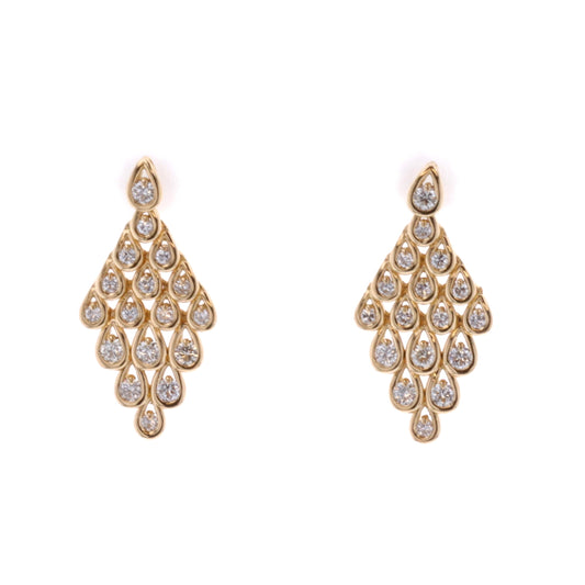 18KT Yellow Gold 1.17ctw Diamond Drop Estate Earrings
