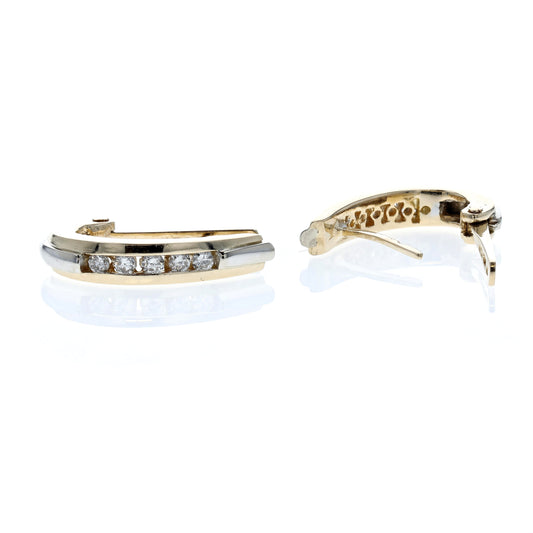 14KT Yellow and White Gold 0.40ctw Diamond Estate Earrings