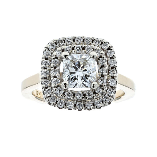 14KT Two-Toned 1.46ctw Diamond Estate Engagement Ring size 5