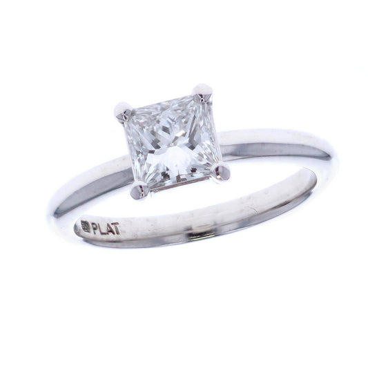 Platinum 1.09ctw Diamond Solitaire Estate Engagement Ring size 6.5