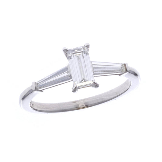 18KT White Gold 1.06ctw Diamond Estate Engagement Ring size 6.25