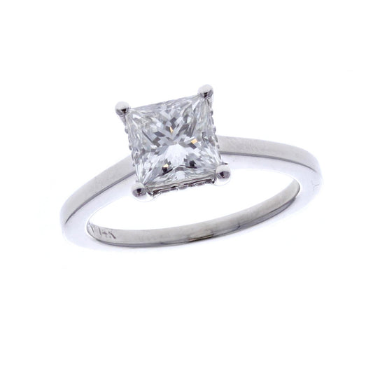 14KT White Gold 1.09ctw Diamond Solitaire Estate Engagement Ring size 4.25