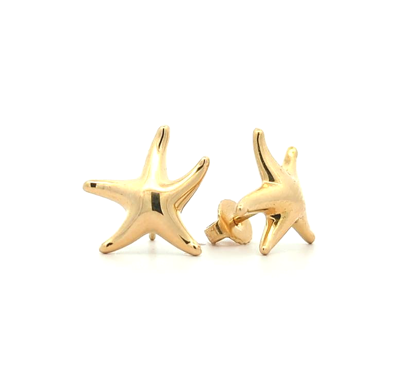 18KT Yellow Gold Tiffany & Co" Estate Starfish Stud Earrings"
