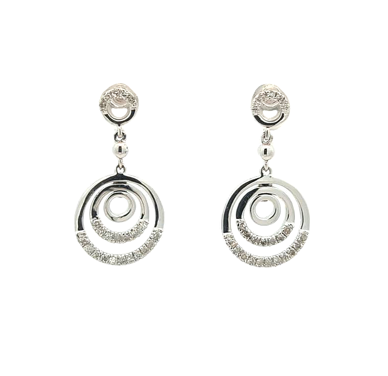 14KT White Gold Diamond Estate Drop Earrings