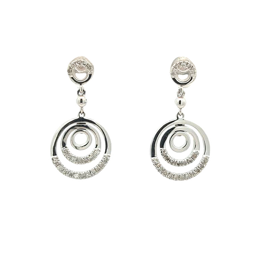 14KT White Gold Diamond Estate Drop Earrings