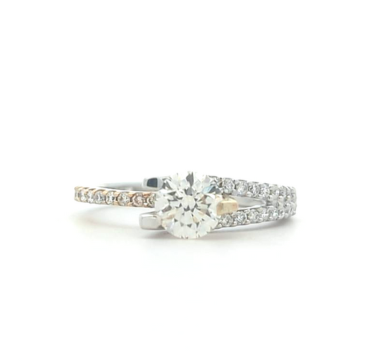 14KT White and Yellow Gold 1.02ctw Diamond Engagement Ring size 6.25
