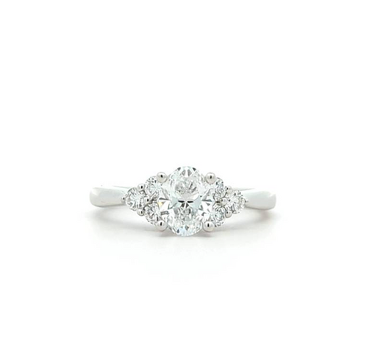 14KT White Gold 1.00ctw Diamond Estate Engagement Ring size 4.5