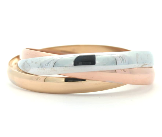 18KT Yellow, White and Rose Gold Estate Interlocking Bangle